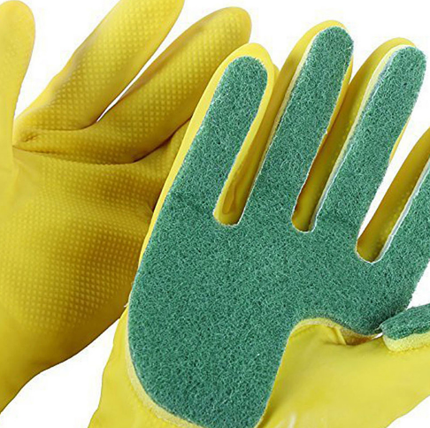 Creative Rubber Cleaning Gloves with Built-in Dish Sponge Fingers - Perfect for Kitchen and Garden