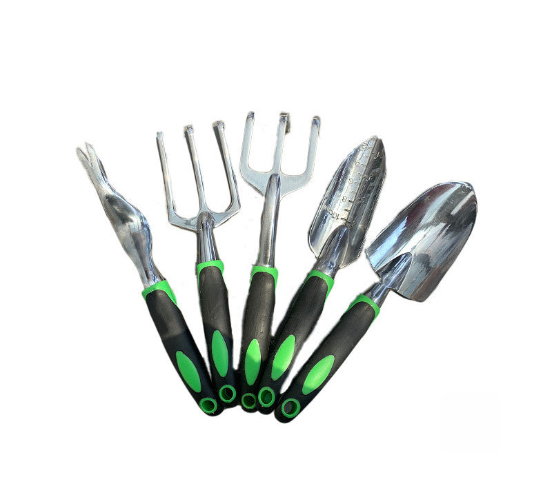 Garden Supplies 9-piece Aluminum Alloy Set, Silicone Two-color Handle Shovel Gardening Tools